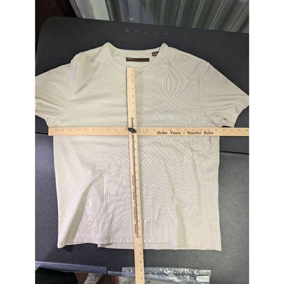 Perry Ellis Tan/Cream Shirt Crew Neck Men's Large - Picture 6 of 6